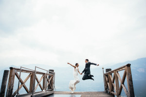 jumping wedding portrait malcesine lake garda wedding photographer